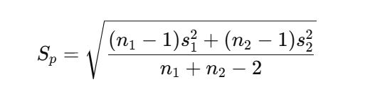 pooled standard deviation formula (unequal sample sizes)